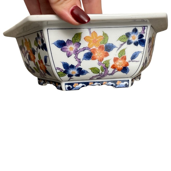 Vintage Imari Japanese Floral Hexagonal Serving Bowl China - Picture 3 of 8